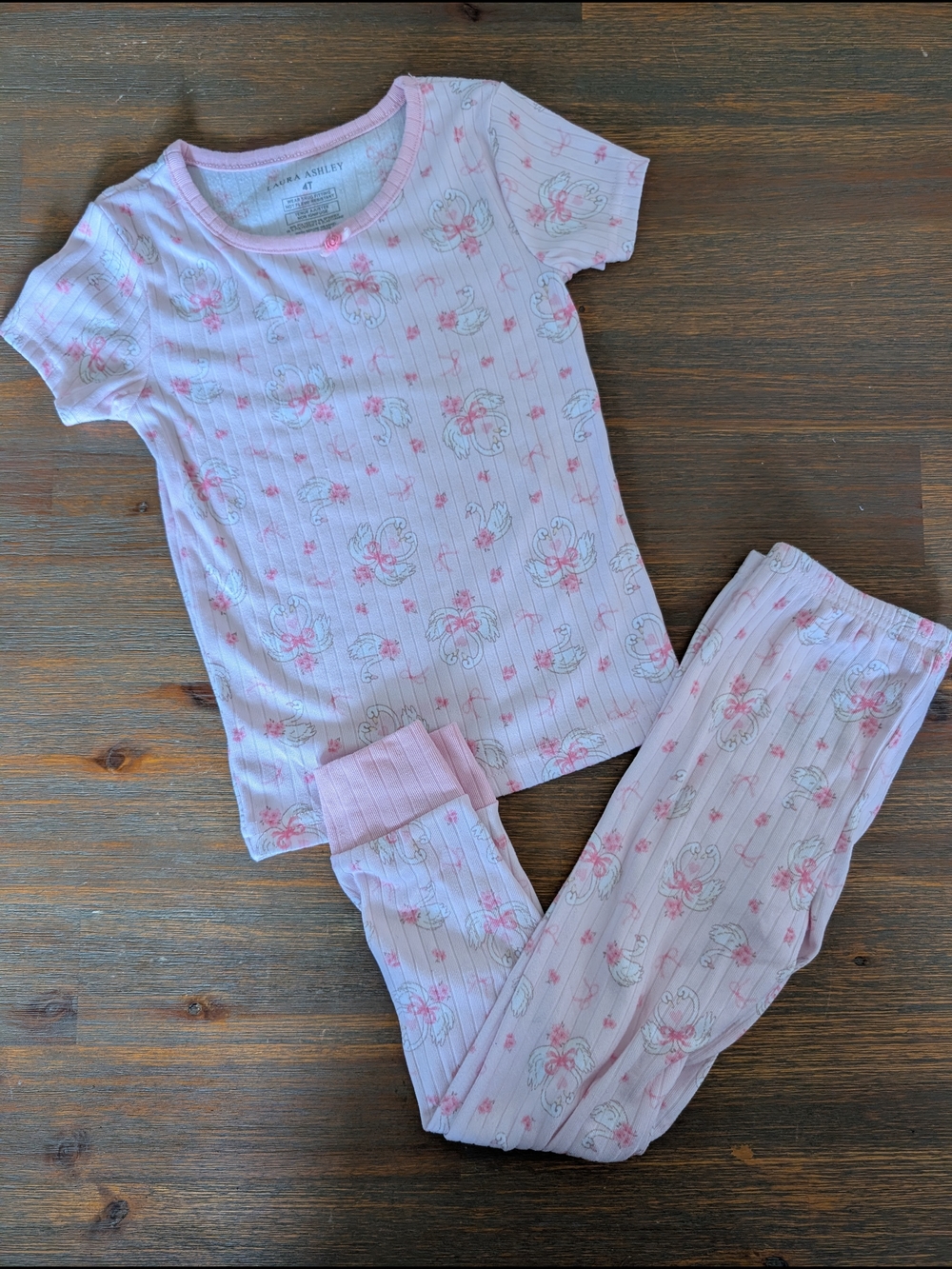 Laura Ashley Pink Floral Short-Sleeve Girls Pajama Set